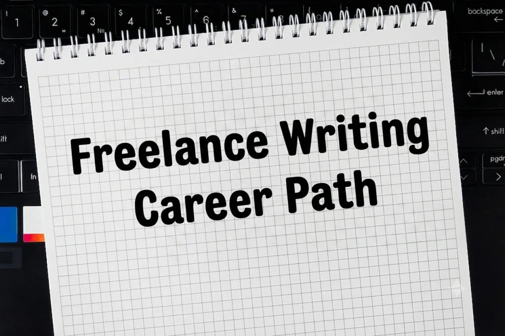 Freelance Writing Career Path shows the key stages of becoming a successful freelance writer, from learning the basics to building a thriving career.