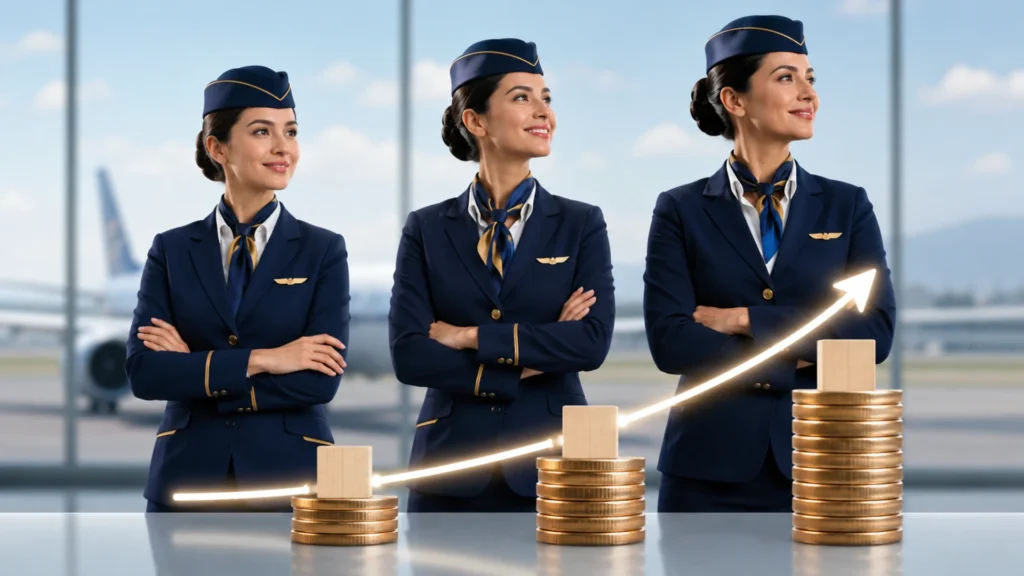 Air Hostess Salary by Experience Level increases with experience, responsibilities, and flight assignments.